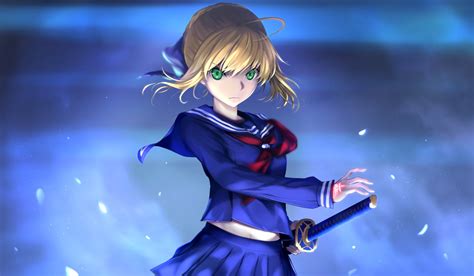 Wallpaper Illustration Blonde Anime Girls Short Hair