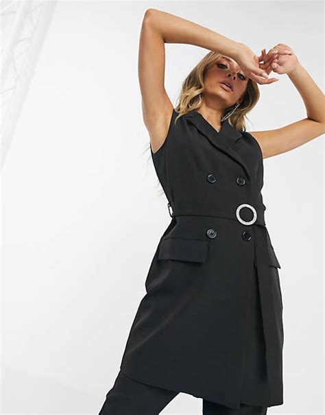 Missguided Co Ord Sleeveless Belted Blazer In Black Asos