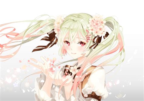 Wallpaper Drawing Illustration Flowers Anime Vocaloid Hatsune