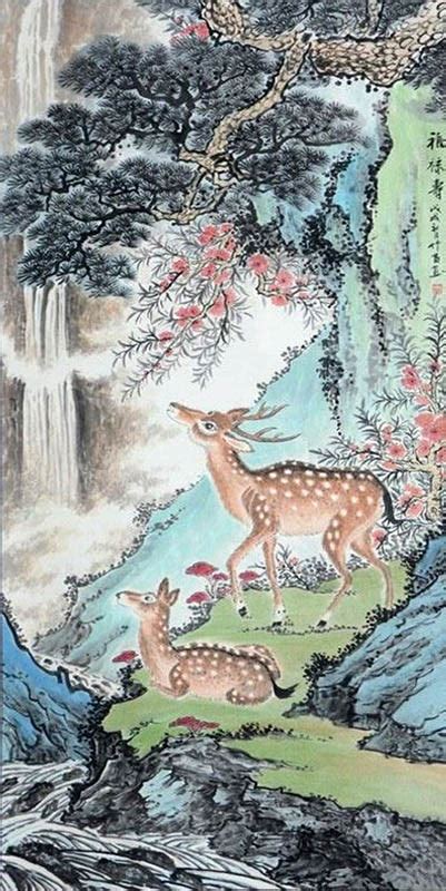 Chinese Deer Painting Szm41197001 68cm X 136cm27〃 X 54〃