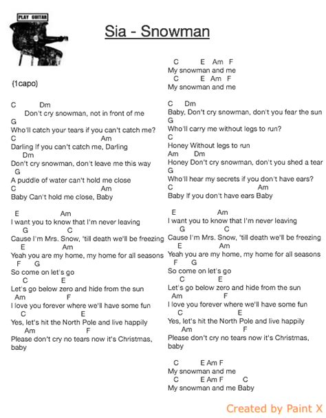 Learn to play snowman chords by sia. 불안정한 요소, 그것은 주머니 속 휴대용 우주! :: Sia 시아 - Snowman 스노우맨