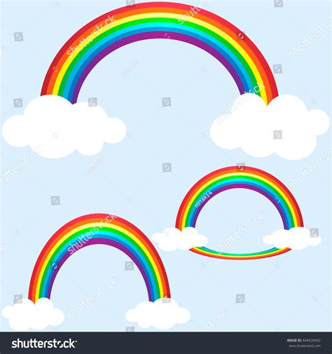 Colorful Rainbows Clouds Vector Illustration Stock Vector Royalty Free