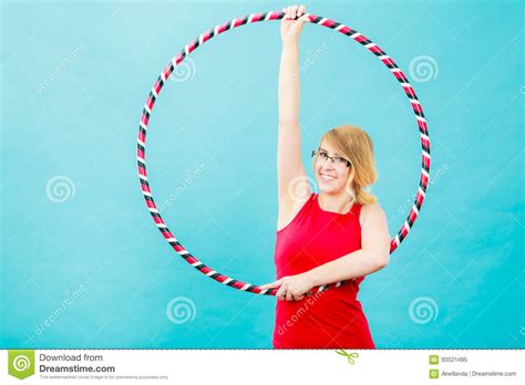 Fit Woman With Hula Hoop Doing Exercise Stock Image Image Of Young Fitness 93521495