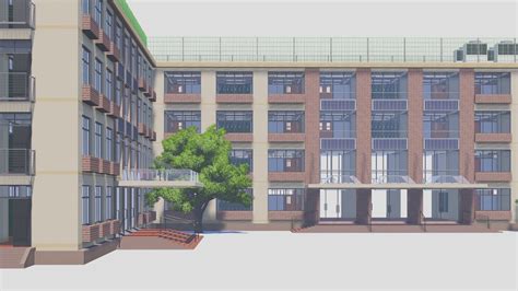 Anime School Building Drawing