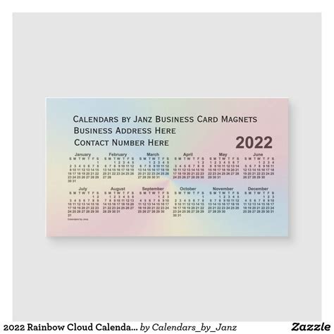 2022 Rainbow Cloud Calendar By Janz Magnet Zazzle Magnetic Business