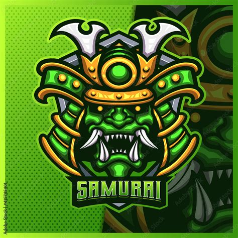 Samurai Oni Mascot Esport Logo Design Illustrations Vector Template