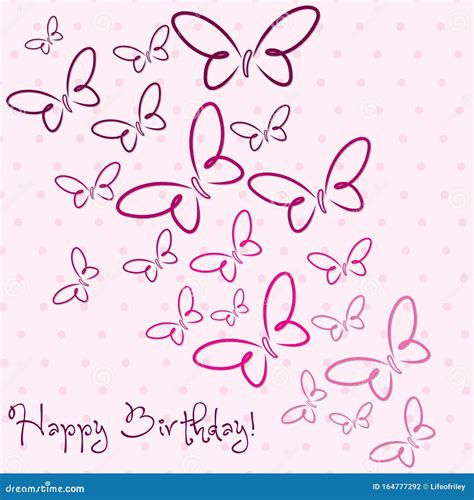Happy Birthday Butterfly Card Stock Vector Illustration Of