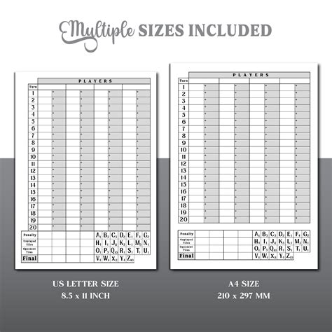 Scrabble Score Sheet Printable Scrabble Game Score Pad Scrabble Score