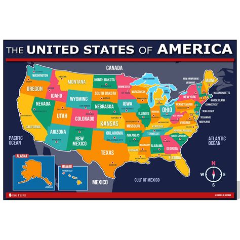 Map Of Usa For Kids Laminated Large Poster Young N Refined