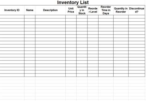 Free Inventory Spreadsheet Template Charlotte Clergy Coalition
