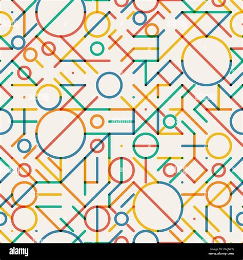 Vector Seamless Multicolor Geometric Lines Irregular Pattern Stock