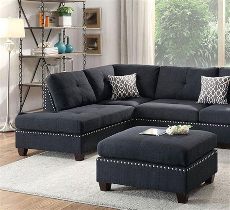 Saraf furniture has a wide variety of your dining comfort online arriving at your doorsteps. Black Fabric Sectional Sofa Set F6974 Poundex Modern ...