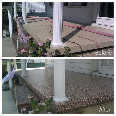 Before And After Of Cement Porch Painted With Epoxy Paint Porch Remodel Porch Paint Concrete