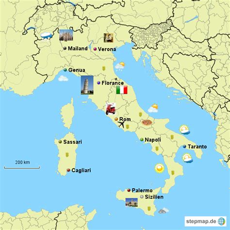 Ein blick auf die landkarte von italien zeigt schnell, dass das land von zwei großen gebirgen geprägt wird: StepMap - Italien - Landkarte für Italien