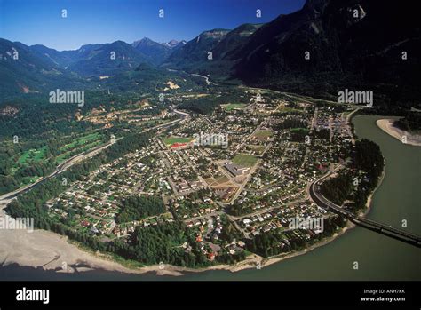 Aerial Of Hope And The Fraser River British Columbia Canada Stock