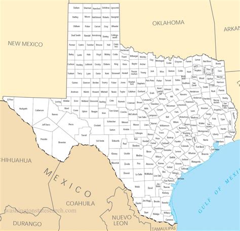♥ A Large Detailed Texas State County Map