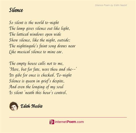 Silence Poem By Edith Nesbit