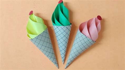 How To Make Paper Ice Cream Cone Paper Ice Cream Cone Craft