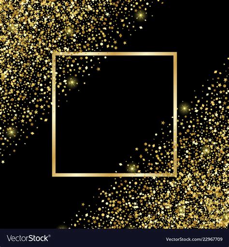 Luxury And Golden Glitter Square Festive Frame Vector Image