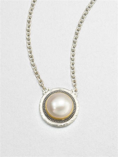 Lyst Gurhan Gauntlet White Mabe Pearl And Sterling Silver Pendant