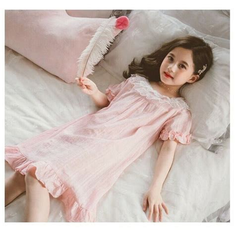 Kids Girls Child Nightdress Cotton Pajamas Lace Ruffle Sleepwears