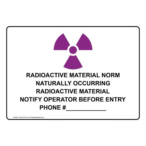 Process Hazards Custom Sign Radioactive Material Norm Naturally