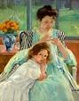 Young Mother Sewing by Mary Cassatt (American), oil on canvas, genre ...