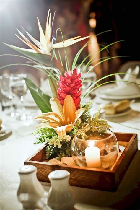 100 Romantic Tropical Wedding Ideas Reception Centerpiece Tropicalthemedweddin Tropical