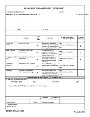 Deliberate Risk Assessment Worksheet 2020 2024 Fill And Sign