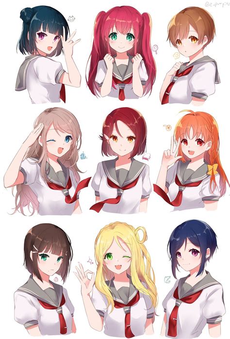 Anime animehair animehairstyle copic copicmarker copicmarkers copics haircoloring copicsketch. Aqours with different hairstyles! | Friend anime, Anime drawings, Anime hair