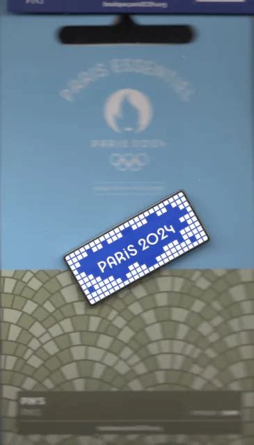 Paris 2024 Olympic Games Pin Rectangular Tiled White And Blue Sign