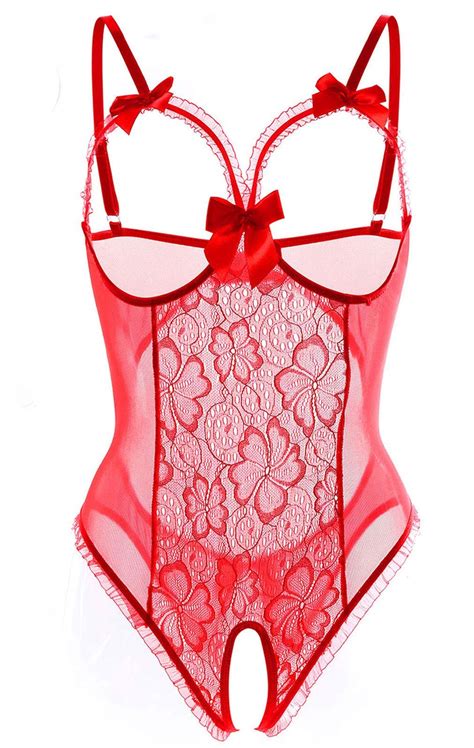 Buy Allurelove Womens Sexy Lingerie Open Cup Crotchless One Piece Teddy Lace Nightie Online At