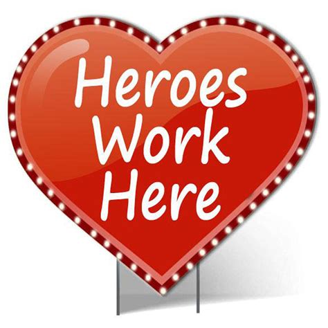 Heroes Work Here Light Up Heart Yard Card Lawn Sign Etsy Yard Cards