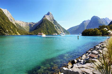 New Zealand Scenic Fjord Landscape Milford Sound Stock Photo Image