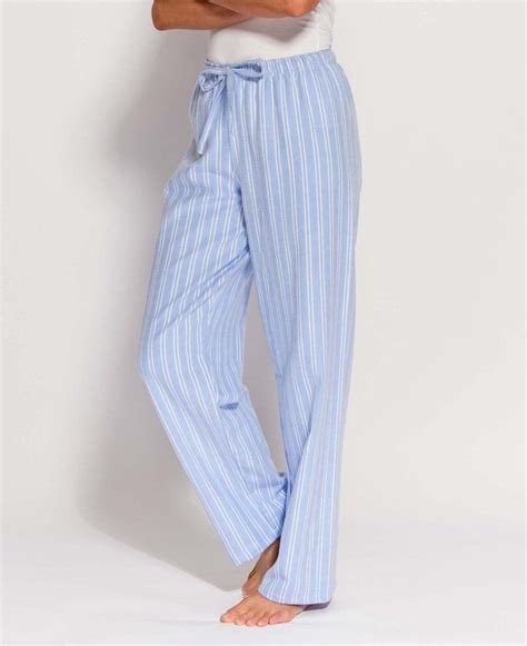 Womens Brushed Cotton Pyjama Trousers Westwood Blue Stripe New
