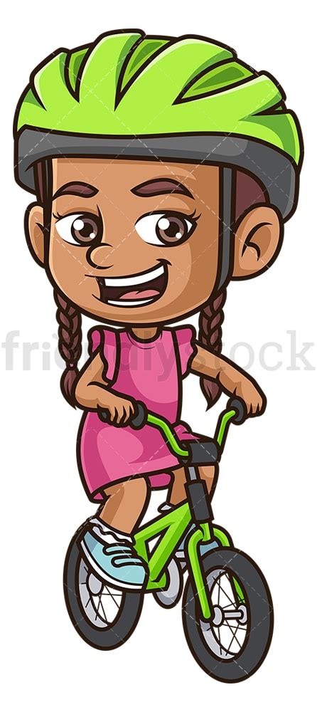 Hispanic Girl Riding Bike Cartoon Clipart Vector Friendlystock