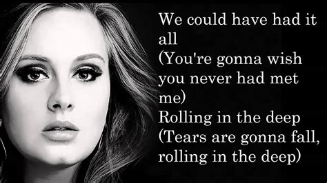 Adele Rolling In The Deep Lyrics ツ Youtube