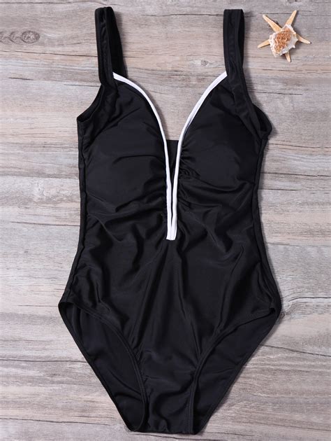 [38 Off] Brief V Neck Open Back Sleeveless Swimsuit For Women Rosegal