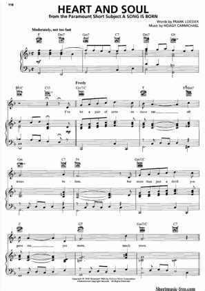 This is a jazzy arrangement of heart and soul for piano duet. Heart And Soul - Hoagy Carmichael Free Piano Sheet Music PDF
