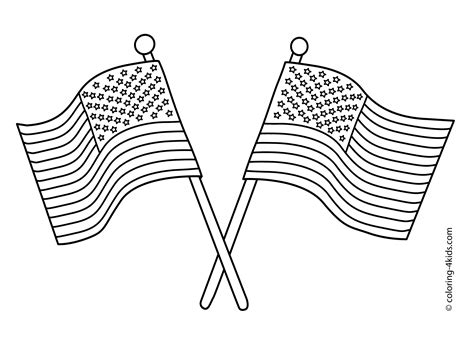 Two USA flags coloring pages, USA independence day coloring pages for