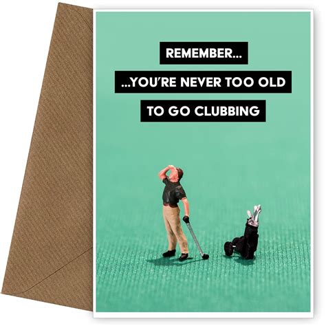 Buy Hey Chimp Golf Birthday Cards For Him Never Too Old To Go Clubbing Card Any Birthday