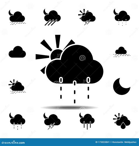 Sun Cloud Rain Icon Simple Glyph Vector Of Weather Set For Ui And Ux