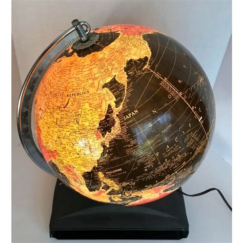 1951 Replogle 12 Illuminated Black Ocean Globe Chairish