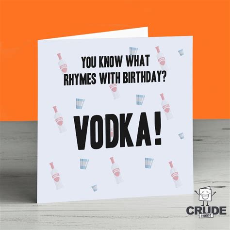 Vodka Birthday Card Funny Birthday Card Alcohol Etsy Uk