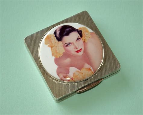 Vintage Varga Pin Up Girl Sterling Silver And Enamel Compact 1935