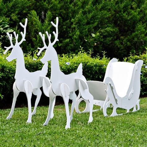 Over 2,500 affordable decorations for all your festive needs. Teak Isle Large Christmas Outdoor Santa Sleigh and 2 ...