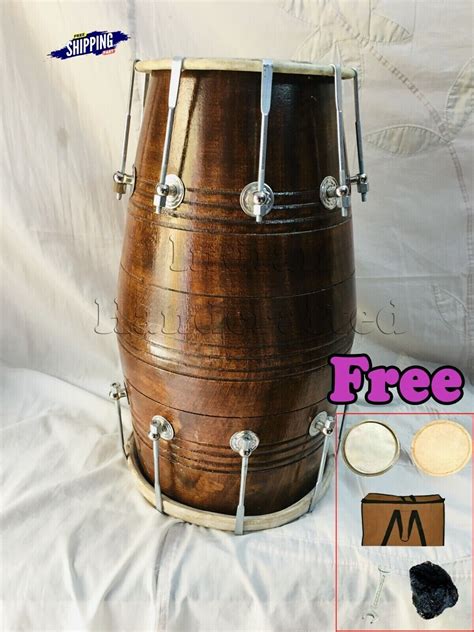 Musical Instrument Wooden Dholak Professional Nut N Bolt Tuned Drum