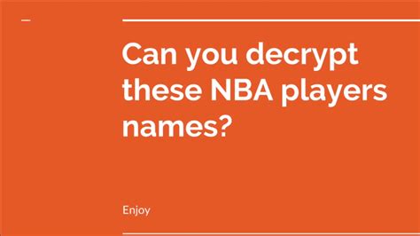 Can You Decrypt These NBA Players Names YouTube