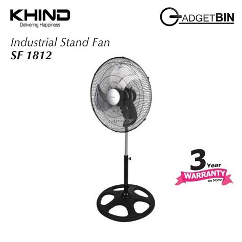 Khind Sf1812 Industrial Stand Fan 18 Adjustable Height Aluminum Blade
