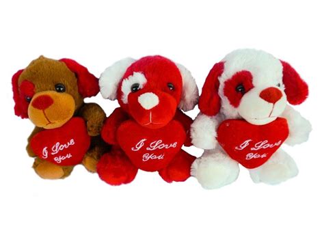 6 Valentines Dog Plush With I Love You Heart 12 Pieces Dog